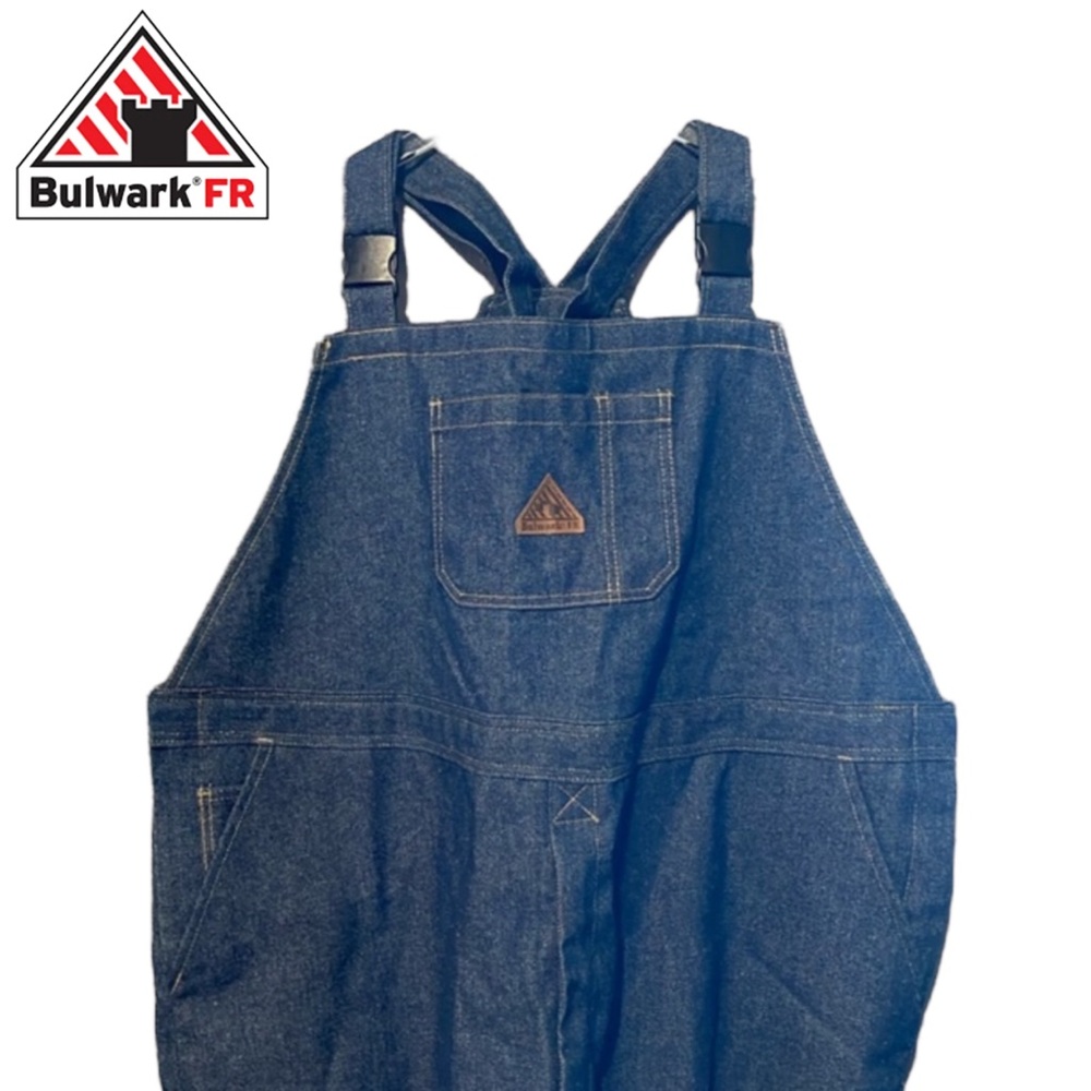 Bulwark Men’s Flame Resistant Heavyweight Denim Bib Overalls